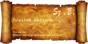 Szvitek Belinda névjegykártya